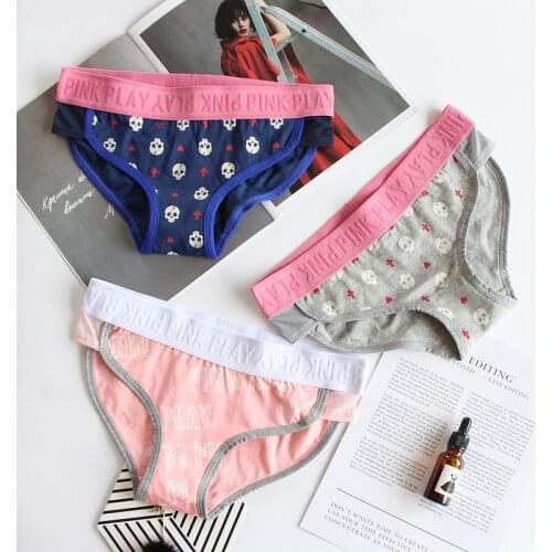 New PINK Letter Printed Cotton Womens Lingerie Sports Fitness Seamless Panties Sexy Low-Waist Female Briefs Underwear Tanga