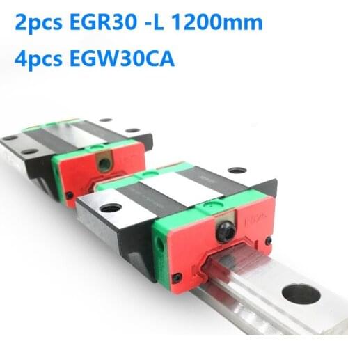 2pcs origial Hiwin rail EGR30 -L 1200mm linear guide + 4pcs EGW30CA flanged carriage blocks for CNC router