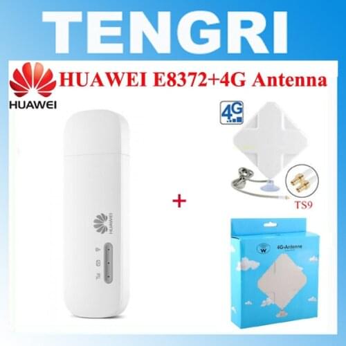 Original Unlocked Huawei E8372 + 4G antenna 150M CAT4 LTE USB Wingle 4G USB WiFi Modem car wifi dongle E8372h-608 E8372h-153