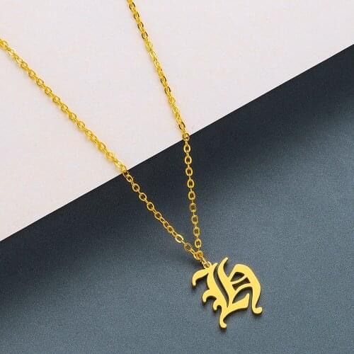Chandler Tiny Dainty Initial Letter H Necklace Old English H Name Jewelry For Women Trendy Accessories Girlfriend Gift