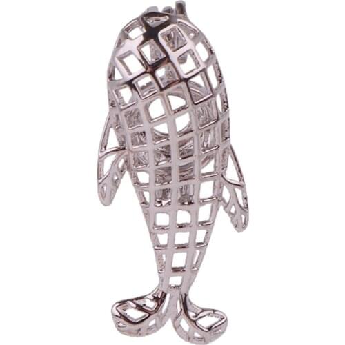 5pcs Dull Silver copper whale ocean animals can be opened Bead Pearl Cage Pendant Locket Fairytale Party Essential Oil Diffuser