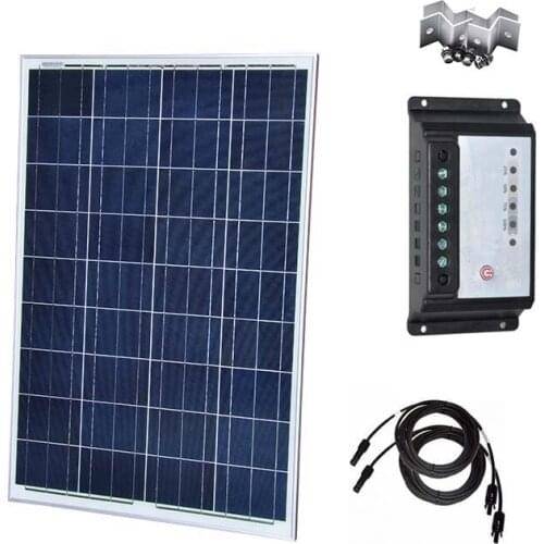 Polycrystalline Panel Solar 12V 100W Solar Charge Controller 12v/24v 20A Solar Phone Charger Caravan Car Camping Motorhomes