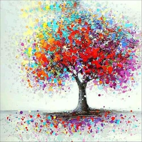Full 5D Diy Diamond Painting Cross Stitch "Red Tree" 3D Diamond Embroidery Rhinestone Decor Paintings