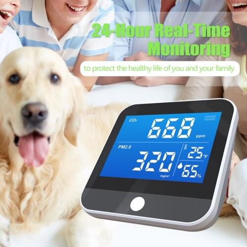Portable Air Quality Monitor Digital CO2 Meter co2 Sensor Common Display Screen CO2 PM2.5 Temperature Humidity Detector Monitor