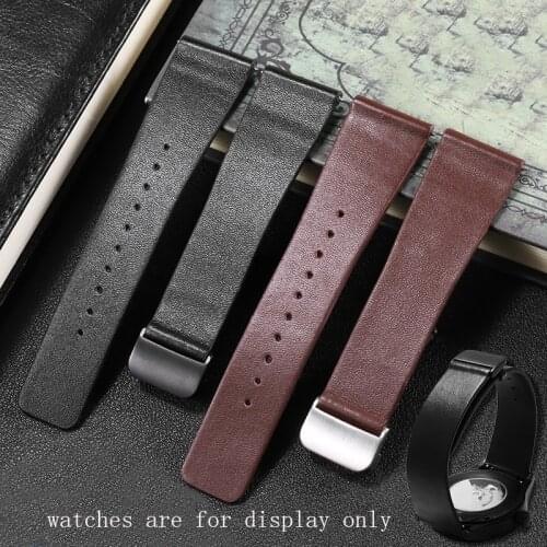 19 20 21 22mm Soft Genuine Leather Strap Black Brown Folding Buckle Bracelet Replacement Tissot Citizen DW Men And Women Belt