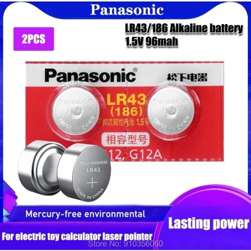 2pcs Alkaline Battery Panasonic 1.55V AG12 LR43 Button Batteries SR43 186 SR1142 LR1142 LR1144 V12GA AG 12 For Watch Toys