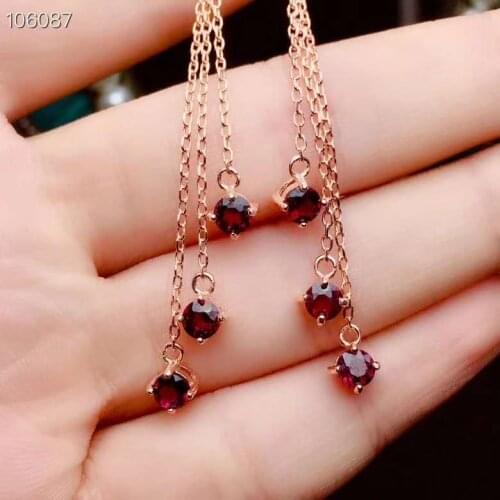 Natural And Real Garnet gemstone earrings S925 silver earrings women fashion earrings New year gift