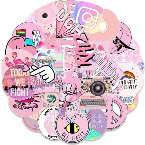 10/30/50Pcs/Pink Series Sticker Laptop Guitar Motorcycle Luggage Skateboard Bike Waterproof Sticker Wholesale