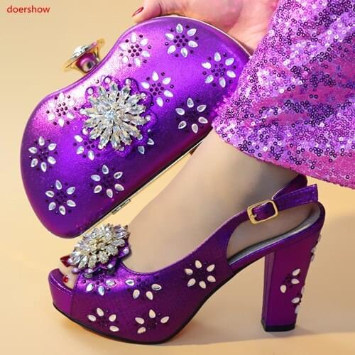 Doershow Shoes and Bag To Match Italian African Shoes and Bag Set for Party In Women Italian Matching Shoe and Bag Set!SXX1-24