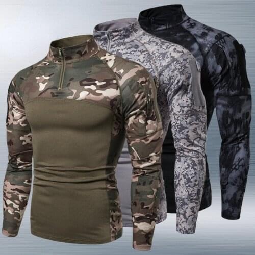 High quality Mens military uniform tactical camouflage long-sleeved T-shirt camouflage outdoor mens tactical T-shirt top