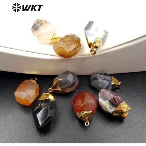 WT-P1238 WKT Wholesale Custom High Qualty Natural Stone Necklace Pendant In Natural Shape For Lady Jewelry