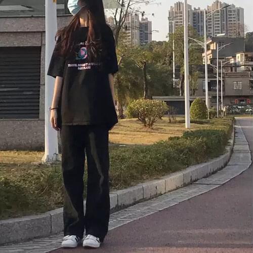 Woman Jeans Pants Summer Loose High Waist Straight Jeans Womens Black Trousers Pantalones Vaqueros Mujer