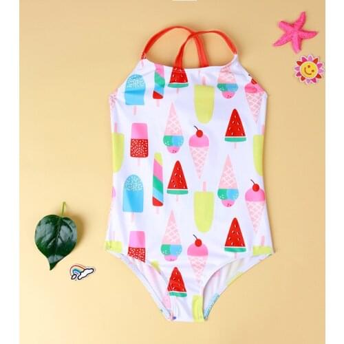 3-8 Years Girl Swimsuit Kids Swimwear Print Teenage Girl Bikini One Piece Girls Bathing Suit Baby Beachwear Childrens Swimwear
