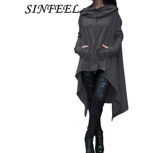 SINFEEL 5XL Autumn Winter Women Pullovers Long Hooded Jacket Oversized Hoodies Female Sweatshirts Plus Size Outwear Coat Tops