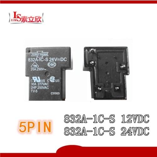10PCS 100%Original NEW relay 832A-1C-S 12VDC 832A-1C-S-24VDC 832A 1C S 12VDC 832A1CS 24V 5PIN One on one off T90-1C-12V