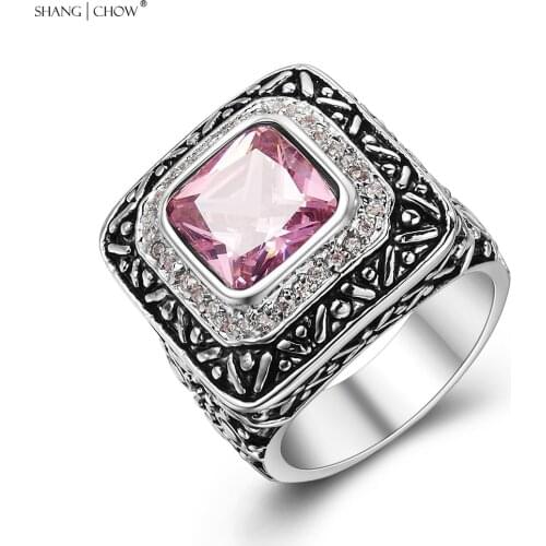 2017 Fashion Charm Jewelry Huge Pink Kunzite Stone 925 Sterling Silver Ring for Women casual clothes Accessories R1279