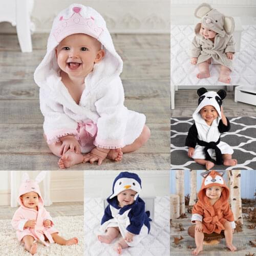 2018 Newborn Boy Girl Animal Bathrobe Baby Hooded Bath Robe Towel Infant Bathing Honey Cosplay Cute Baby Clothing SS