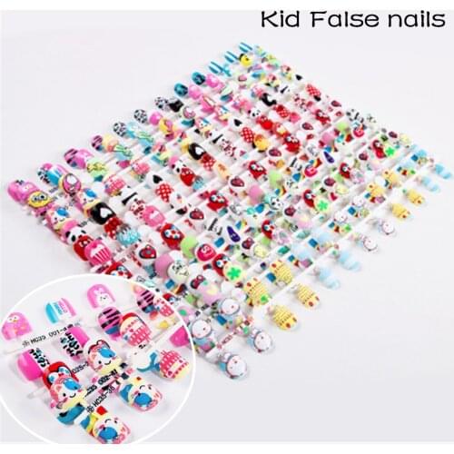 24Pcs Cartoon Kid False Nails Full Cover Nail Manicure Tips Cute Baby Fake Nail Nail Art for Children NEW