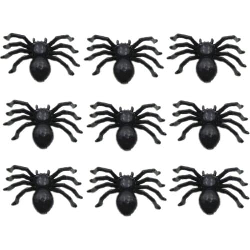 30 Pcs/Set Non-Toxic Plastic Black Spider Trick Toy Small Realistic Fake Spiders For Halloween Haunted House Prop Decorations