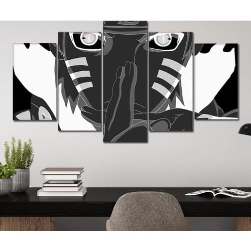 Naruto 5 Piece Modular Canvas Painting Wall Art Anime Poster Ninja Black And White Paintings For Living Room Home Decor Cuadros