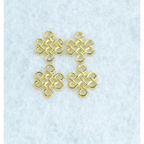 50pcs Gold color Chinese knot Charms Necklace Pendant Bracelet Jewelry Making Handmade Crafts diy Supplies 17*14mm J108