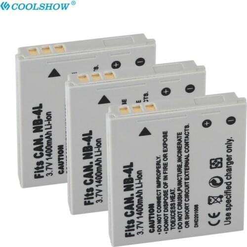 Camera Battery NB-4L NB4L NB 4L For Canon IXUS 30 40 50 55 60 65 80 100 PowerShot SD1000 1100 SD780 SD960 1400mah Batteries