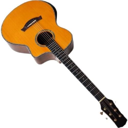 Orange Solid Spruce Wood Top Acoustic Guitar 41 Inch 6 Strings JF Body Rosewood Back & Side Real Abalone Decoration with Armrest