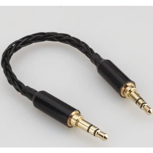 10cm Black Silver Plated 3.5mm Male to 3.5mm Male Stereo Audio Hifi Audio Cable Car AUX Wire Jump Cable