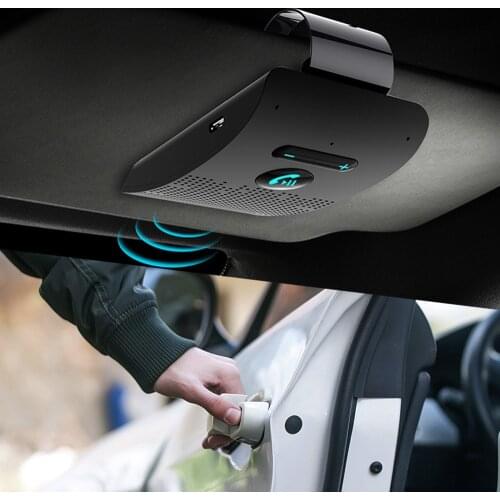 Car Bluetooth Handsfree Kit Sun Visor Clip V5.0 Bluetooth Audio Receiver Speakerphone Wireless Speaker Music Player