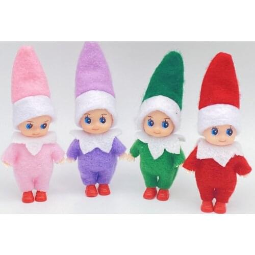 Free Shipping 5 PCS/LOT Baby Elf Dolls with Feet Shoes Elf Toy with Movable Arms and Legs Christmas Baby Elves Doll