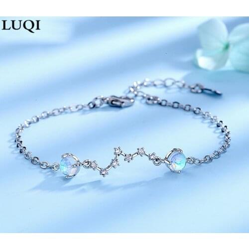 S925 Silver Bracelet Big Dipper Zircon Blue Moonstone Inlaid Bracelet For Girlfriend and Girlfriend Birthday Gift HB21