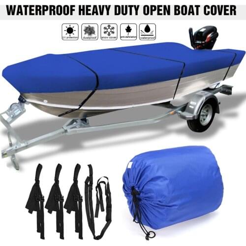 3.5-4.5m Heavy Duty Open Boat Cover 210D Waterproof Anti UV Sunshade Case Fishing Runabout Trailerable Marine Protector Cover
