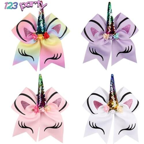 Unicorn Bow Flower Bow Elastic Hair Band Girl Boutique Hair Accessories Baby Shower Unicorn Party Hair Accessories