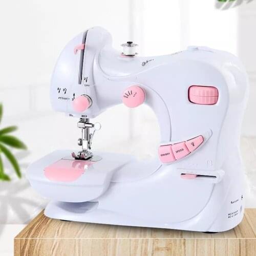 Electric Sewing Machine Mini Portable Household Speed Adjustment Night Light Foot Pedal Straight Line Hand Table FiveThreads Kit
