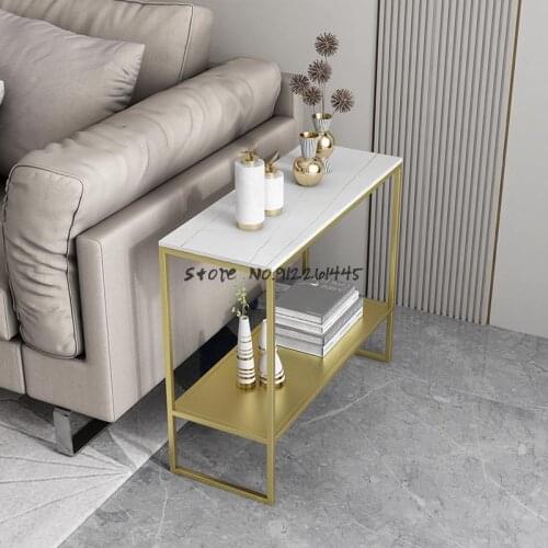 Rock Board Sofa Side Light Luxury Corner Few Minimalist Modern Living Room Iron Square Table Small Tea Table Bedside Cabinet Sid