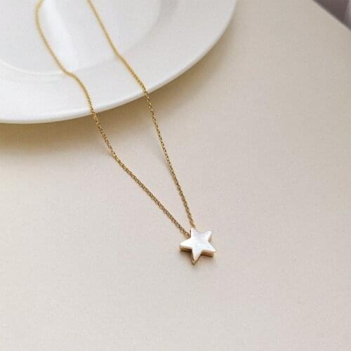 Natural Fresh Water Shell Star Choker Necklace W/14K Gold Real Brass Chain for Women Lady Party Wedding Jewellery 2021 Gift