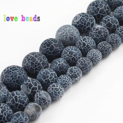 6/8/10mm Frosted Grey Weatheredd Stone Agates Round Loose Beads for Diy Bracelet Accessories Jewellery Making 15 inch