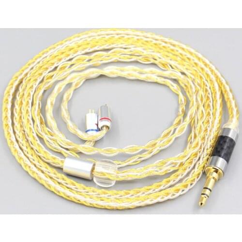 LN007307 8 Core OCC Silver Gold Plated Braided Earphone Cable For 0.78mm Flat Step JH Audio JH16 Pro JH11 Pro 5 6 7 BA Custom