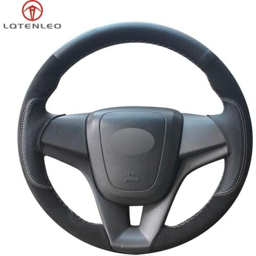 LQTENLEO Black Suede DIY Car Steering Wheel Cover For Chevrolet Cruze 2009-2014 Aveo 2011-2014 Orlando 2010-2015