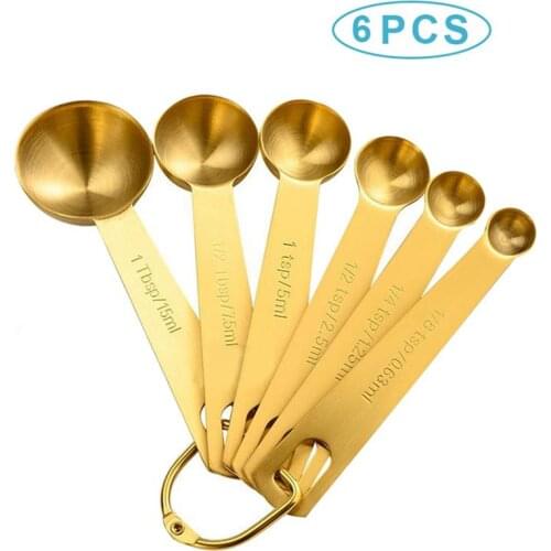 Measuring Spoon Stainless Steel Measuring Teaspoon Baking Spoon Coffee Powder Spice Measure Scoop 6pcs/set Kitchen Baking Tools