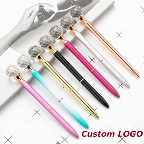 Custom LOGO Metal Diamond Pen Glass Creative Gift Advertising Pen Ballpoint Pen Luxury Pen Rollerball Pen Custom Pen