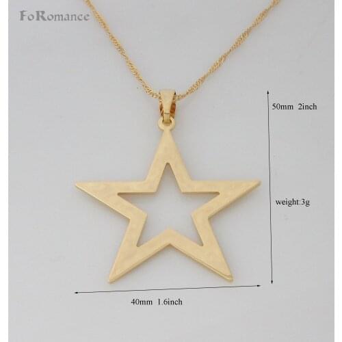 Min order 10$ CAN MIX DESIGN GREAT DESIGN PLAIN SURFACE - YELLOW GOLD GP OVERLAY 18" NECKLACE & BIG STAR TALL 50MM 2" PENDANT