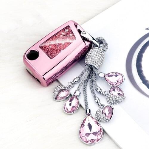 Fashion Quicksand Soft TPU Car Key Case Cover For Volkswagen VW Golf 7 mk7 Seat Ibiza Leon FR 2 Altea Aztec For Skoda Octavia