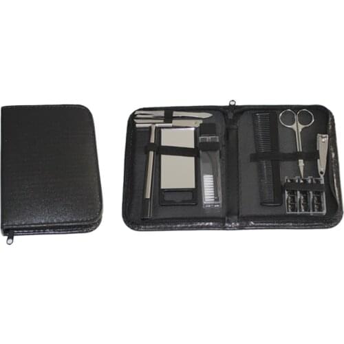 9Pcs/set Men Boy Gift Travel Professional Manicure Pedicure Set Grooming Kit Include Nail Clipper File Mirror Razor Scissor Comb