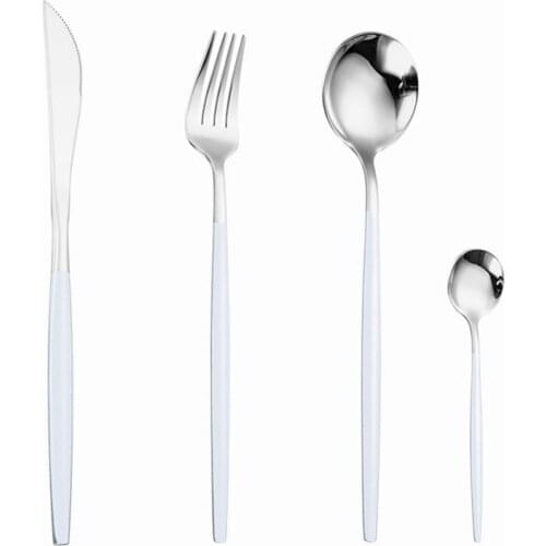 Stainless Steel Cutlery Set Silverware Dessert Fork Spoon Knife Icespoon Tableware Dinnerware Set Complete Dinner Set Chopsticks