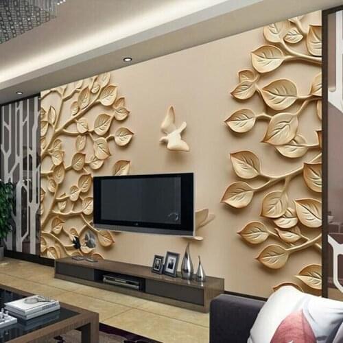 Wholesale papel de parede leaf trees pigeon wall mural TV background for bedroom room 3d wall photo mural vinyl wall sticker