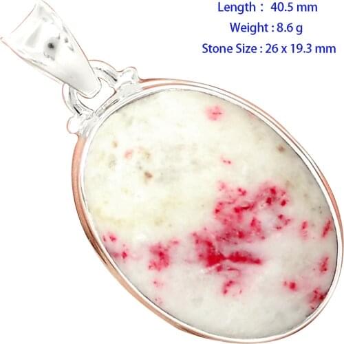 Genuine Cinnabar Pendant 925 Sterling Silver, Women Hand Made Fine Jewelry Gift