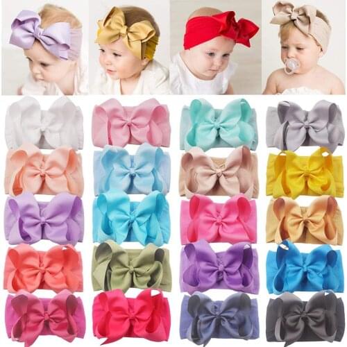 20 Pieces 6 Inch Soft Elastic Nylon Headbands Hair Bows Headbands Hairbands for Baby Girl Toddlers Infants Newborns