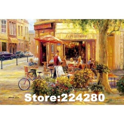 Needlework,Cross stitch Corner coffee shop Scenery 14CT Counted,Handmade DIY Cross-stitch kits,Set Embroidery Art Home Decor
