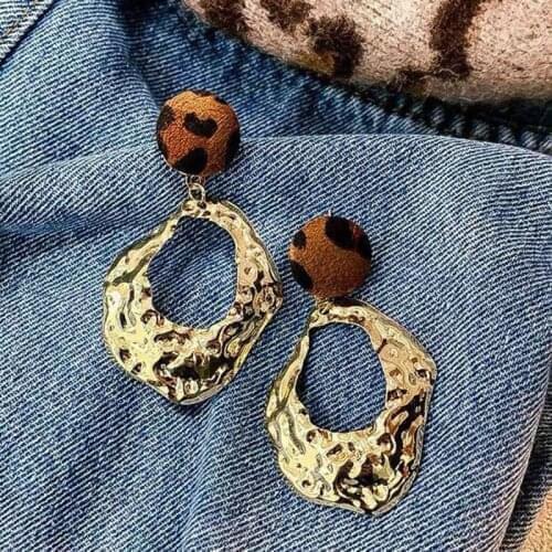 Punk Metal Leopard Geometric Earrings For Women Exaggerated Golden Big Hoop Earrings Geometric Ears Jewelry Accessories New 2021